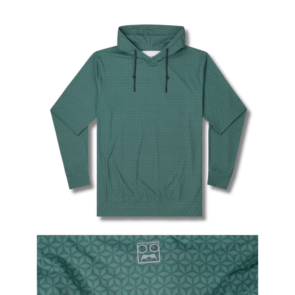 RSVLTS Geopetals Performance Hoodie L Teal Green Geometric Men's Large Hoody EUC